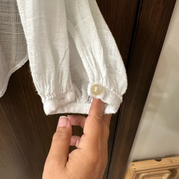 Free People Headed To The Highlands Blouse White Gauze Oversized - Picture 5 of 6